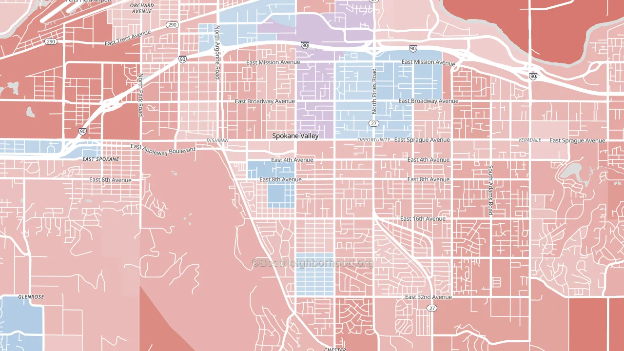 99206, WA block-group political-lean map