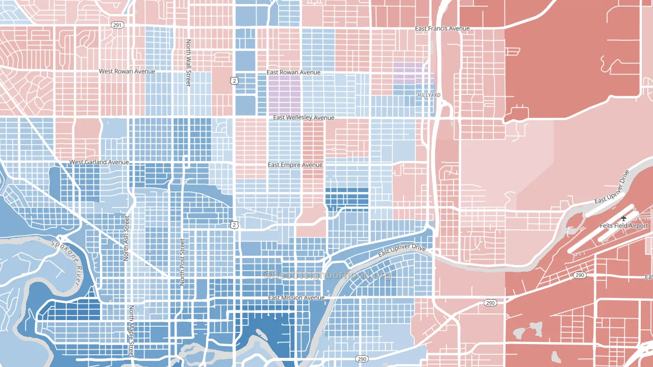 99207, WA block-group political-lean map