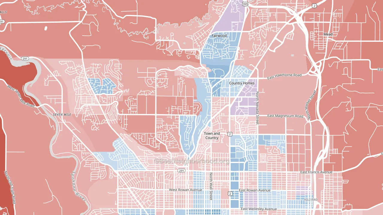 99208, WA block-group political-lean map