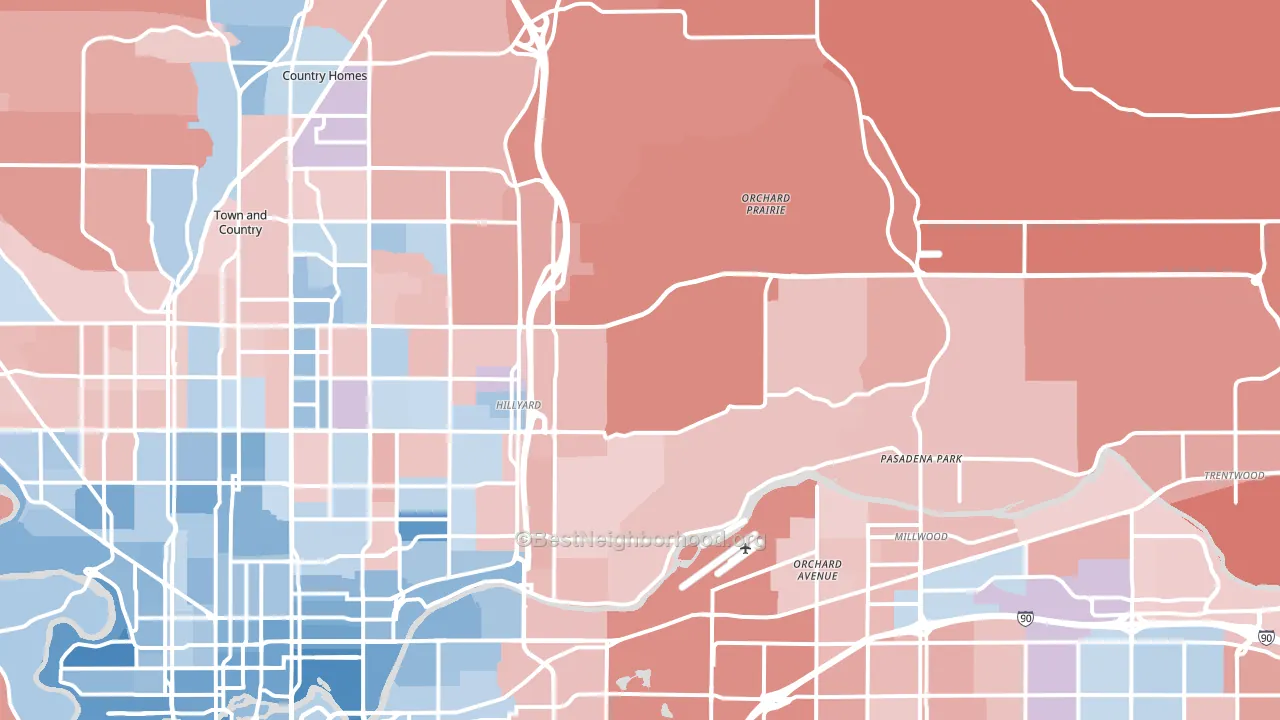 99217, WA block-group political-lean map