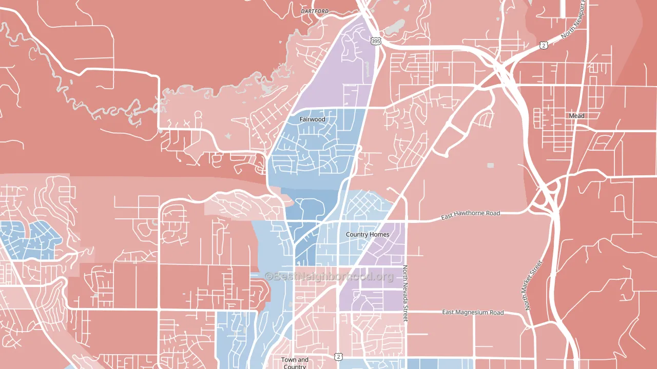 99218, WA block-group political-lean map