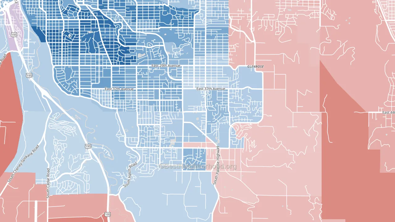 99223, WA block-group political-lean map