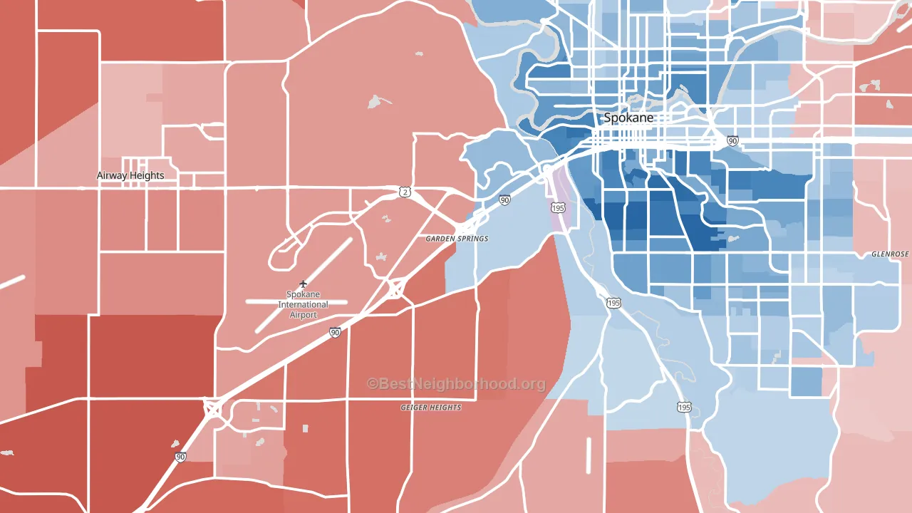 99224, WA block-group political-lean map