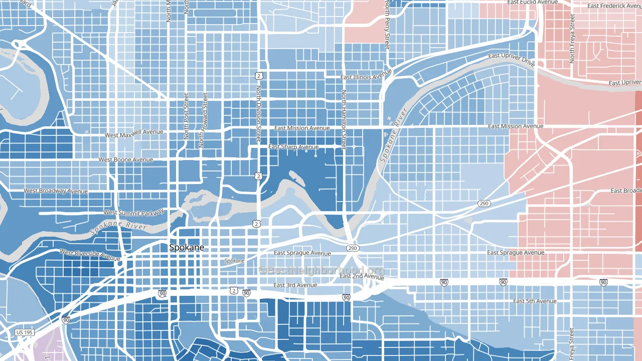 99258, WA block-group political-lean map