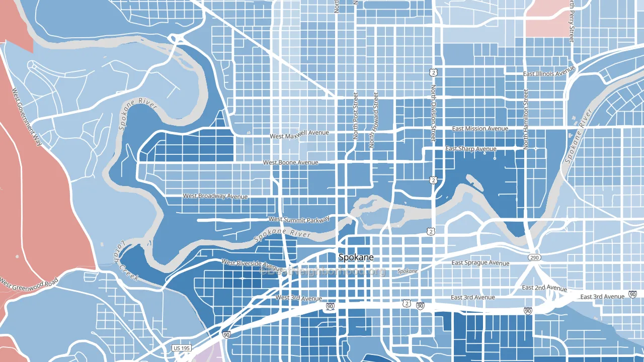 99260, WA block-group political-lean map
