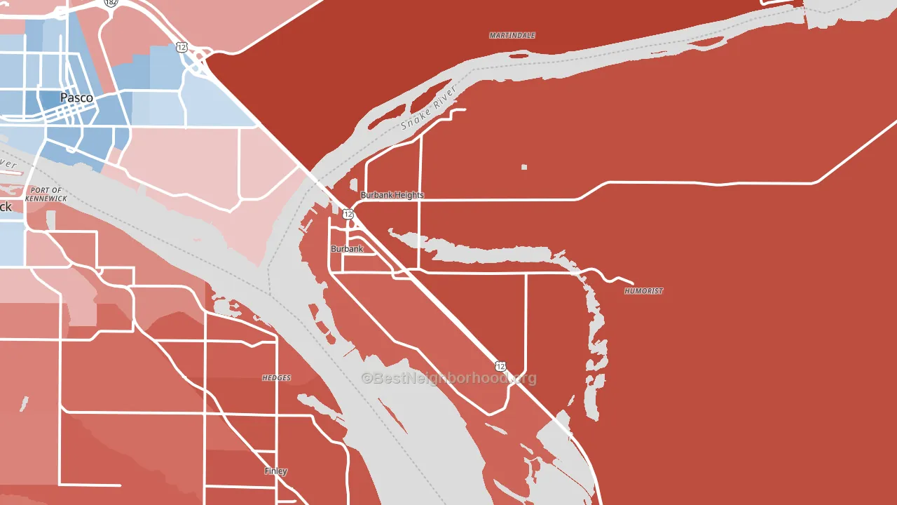 99323, WA block-group political-lean map