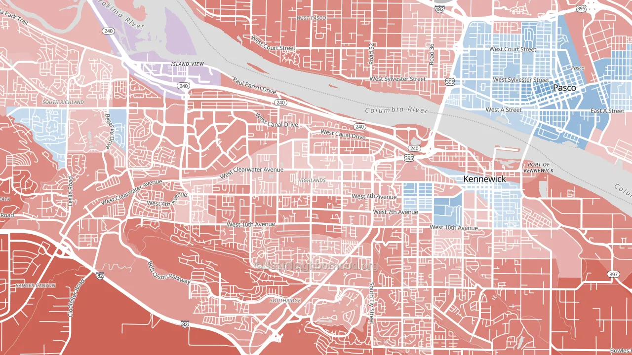 99336, WA block-group political-lean map