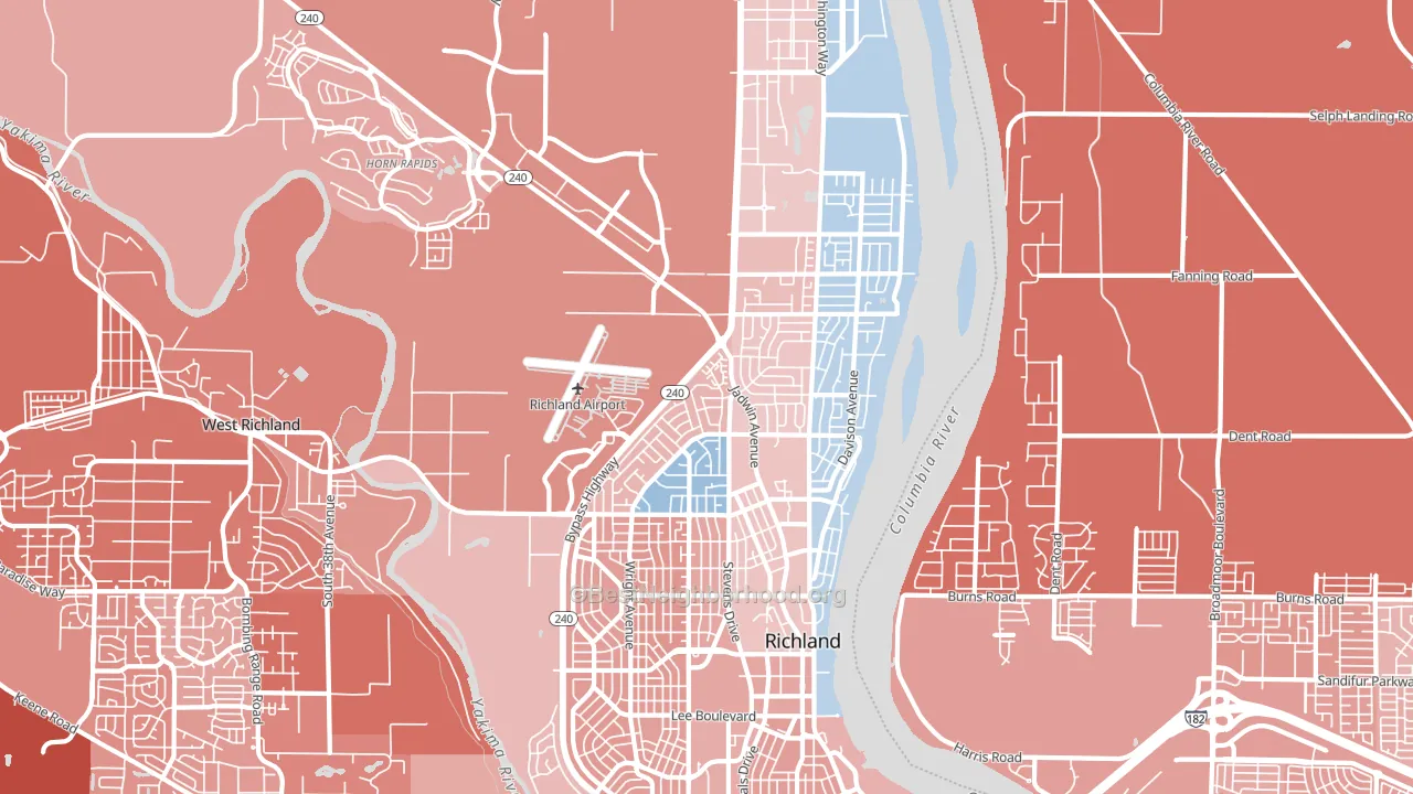 99354, WA block-group political-lean map
