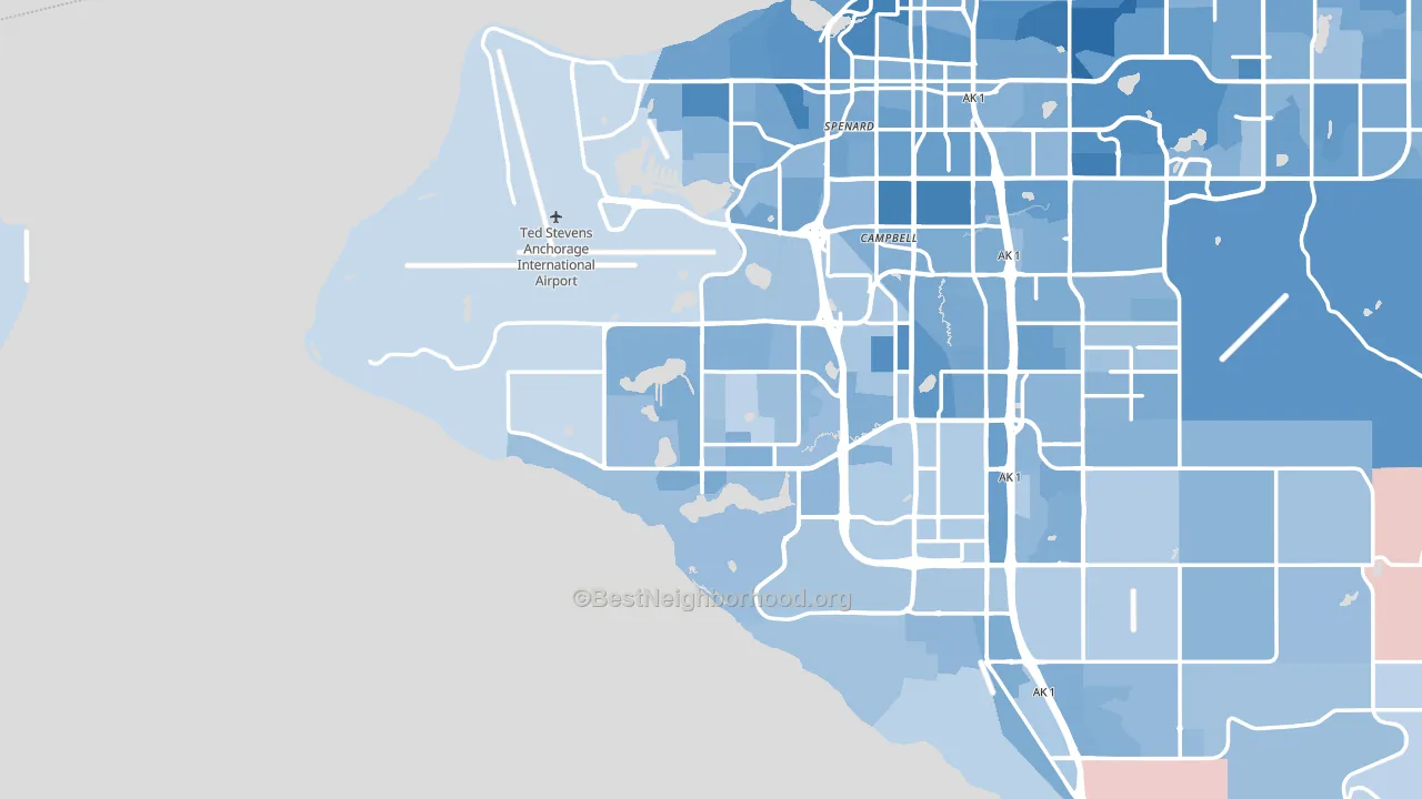 99502, AK block-group political-lean map