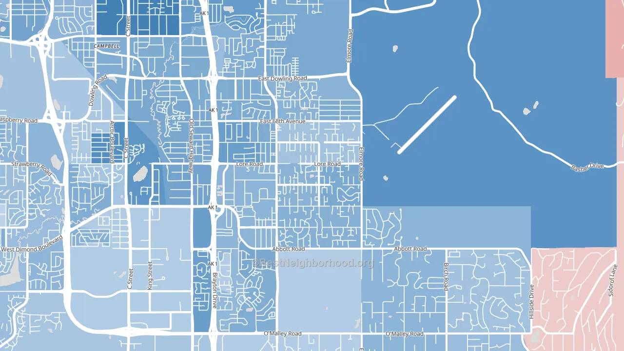 99507, AK block-group political-lean map
