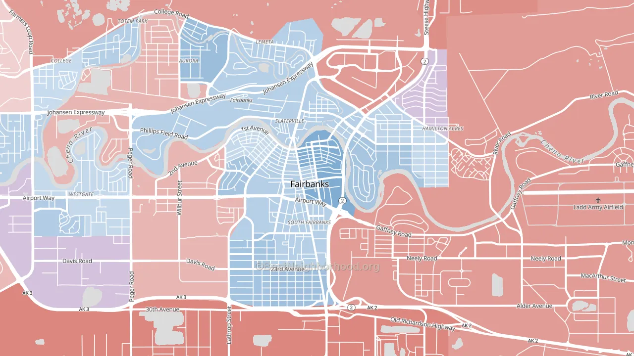 99701, AK block-group political-lean map