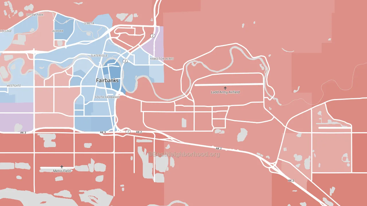 99703, AK block-group political-lean map