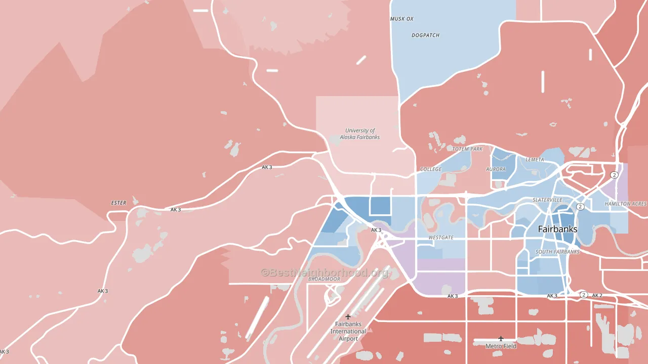 99709, AK block-group political-lean map