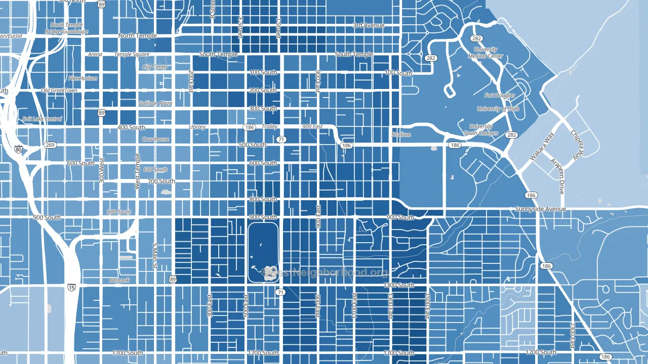 9th and 9th, Salt Lake City, UT block-group political-lean map