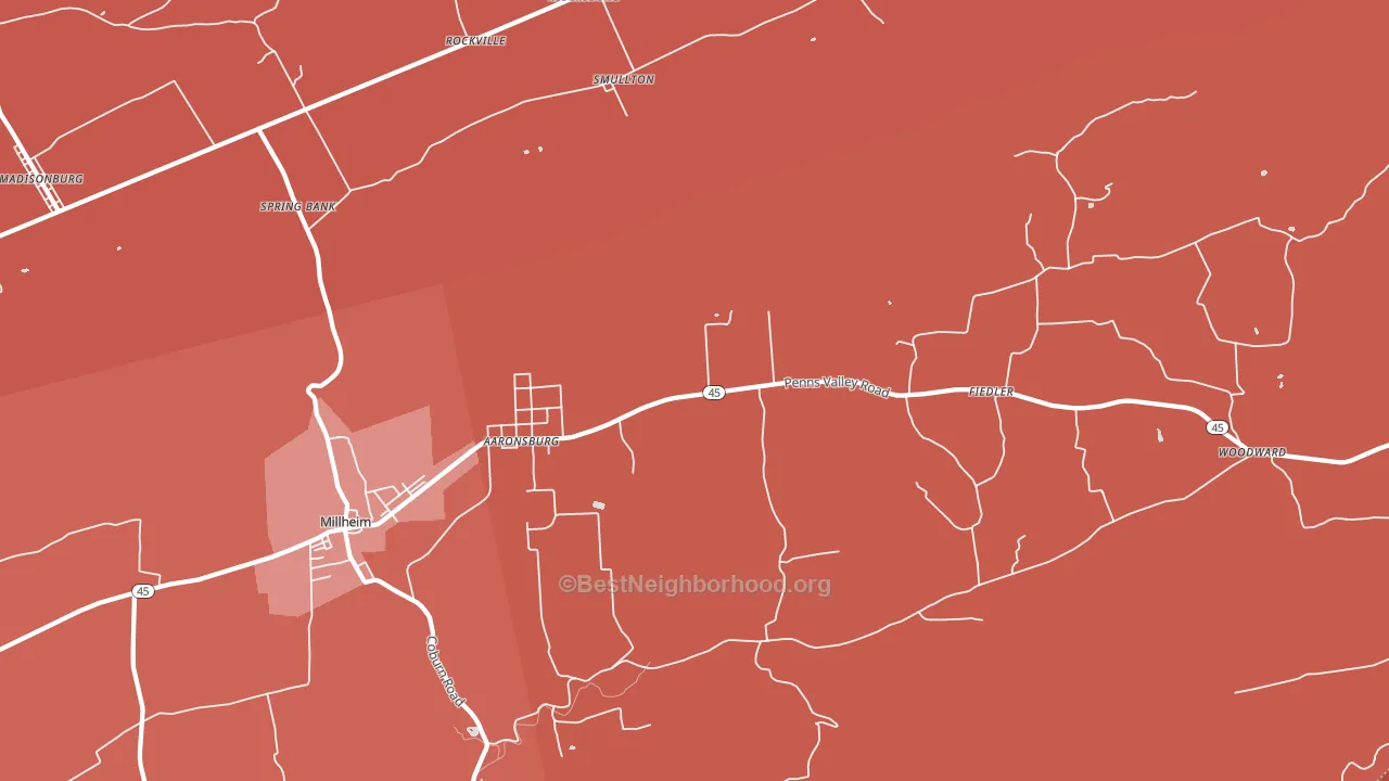Aaronsburg, PA block-group political-lean map
