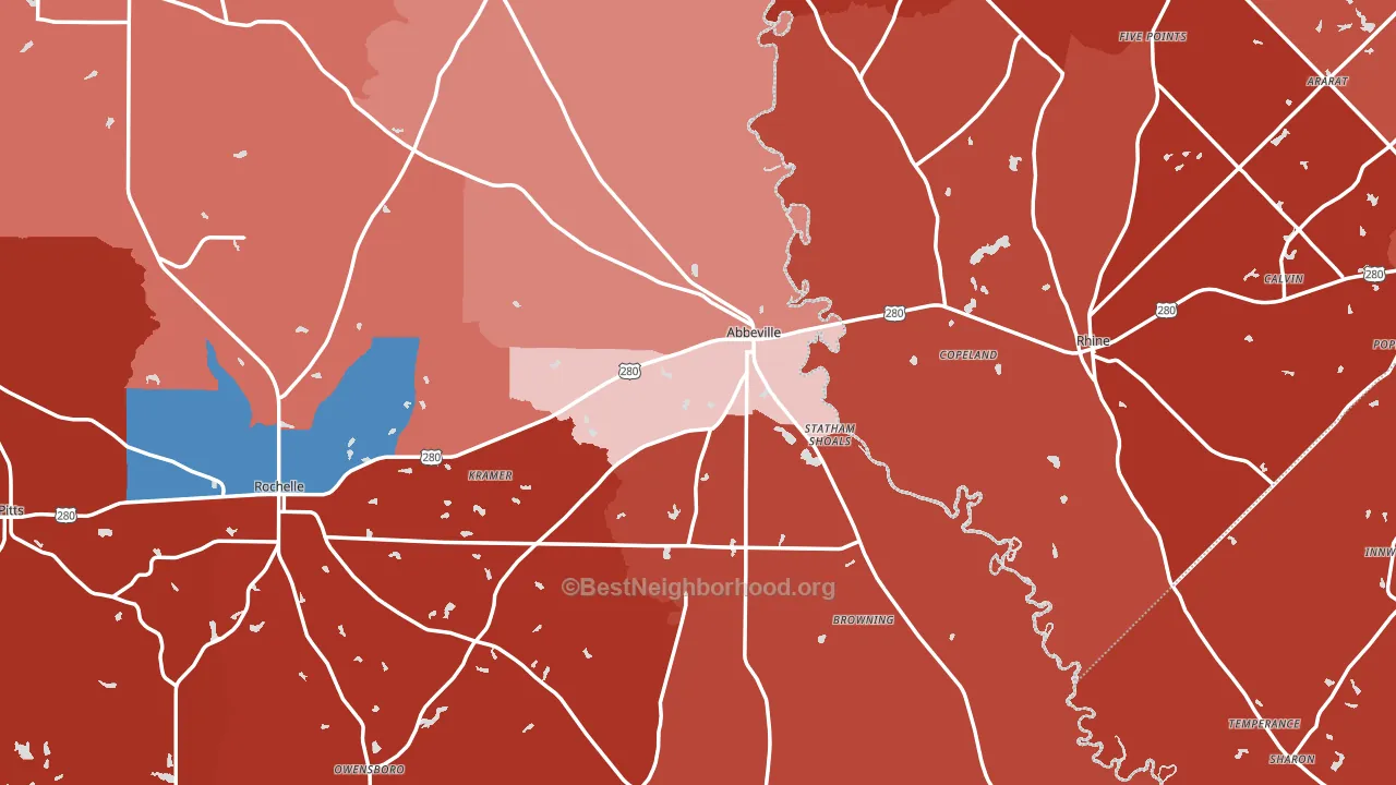 Abbeville, GA block-group political-lean map
