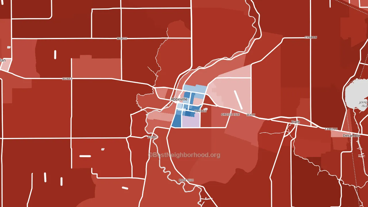 Abbeville, LA block-group political-lean map