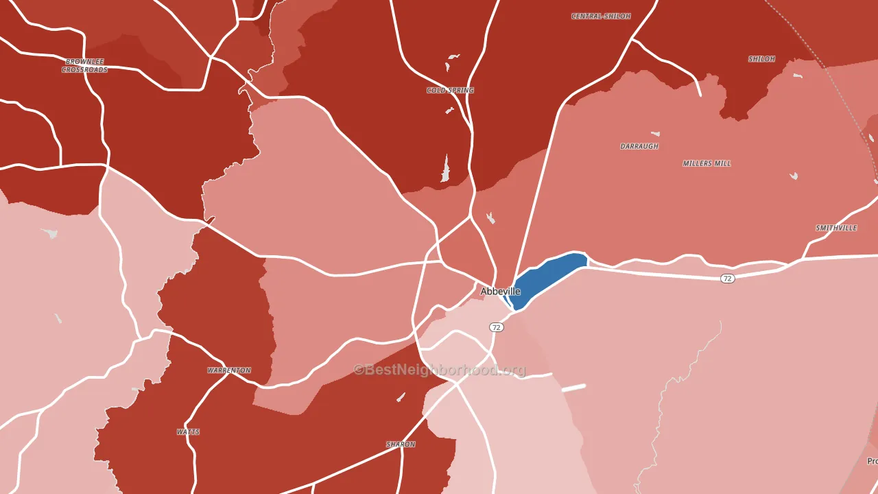 Abbeville, SC block-group political-lean map