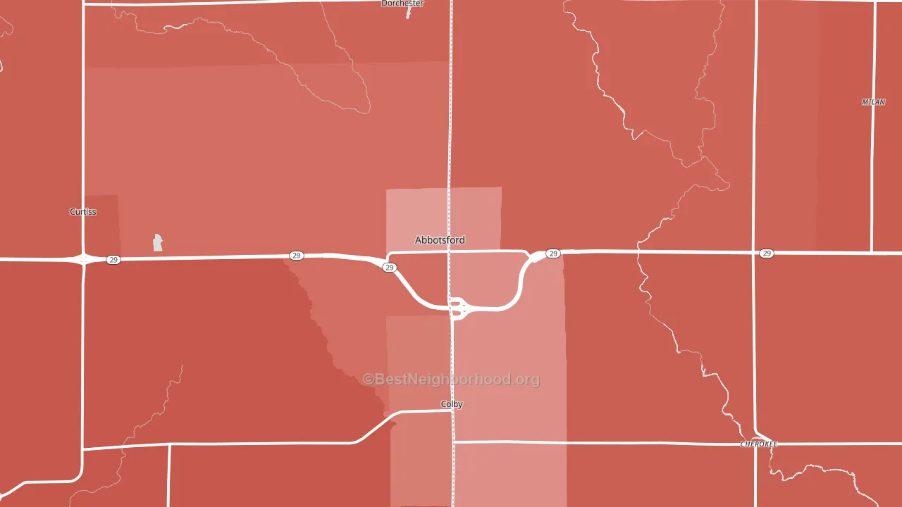 Abbotsford, WI block-group political-lean map