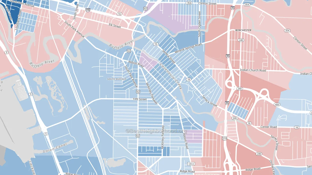 Abbott McKinley, Buffalo, NY block-group political-lean map