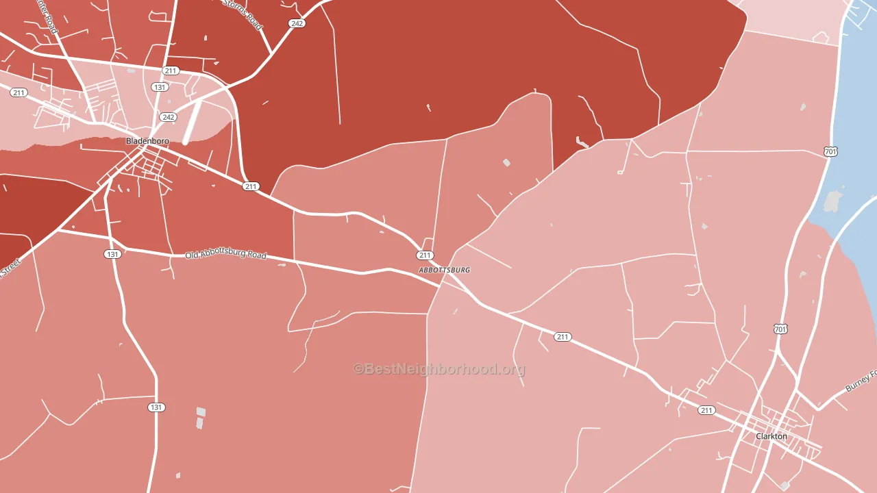 Abbottsburg, NC block-group political-lean map