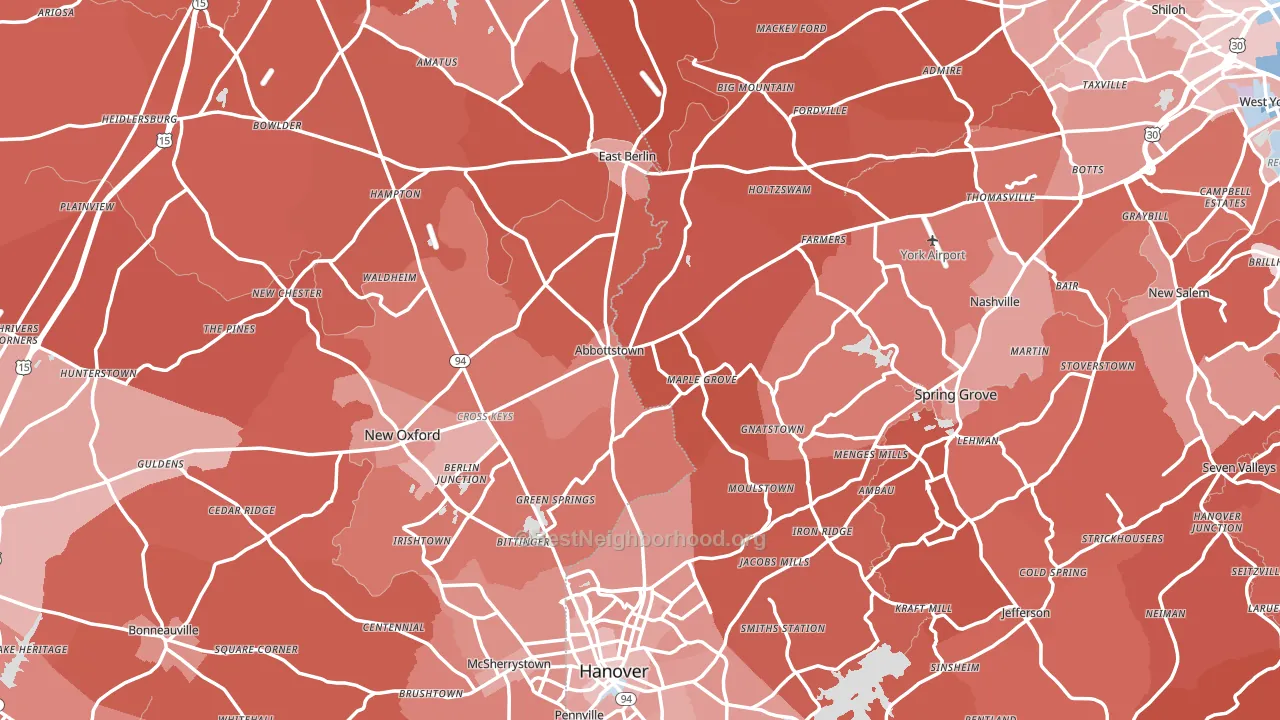 Abbottstown, PA block-group political-lean map