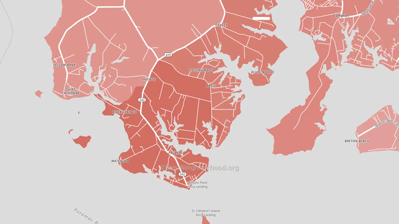 Abell, MD block-group political-lean map