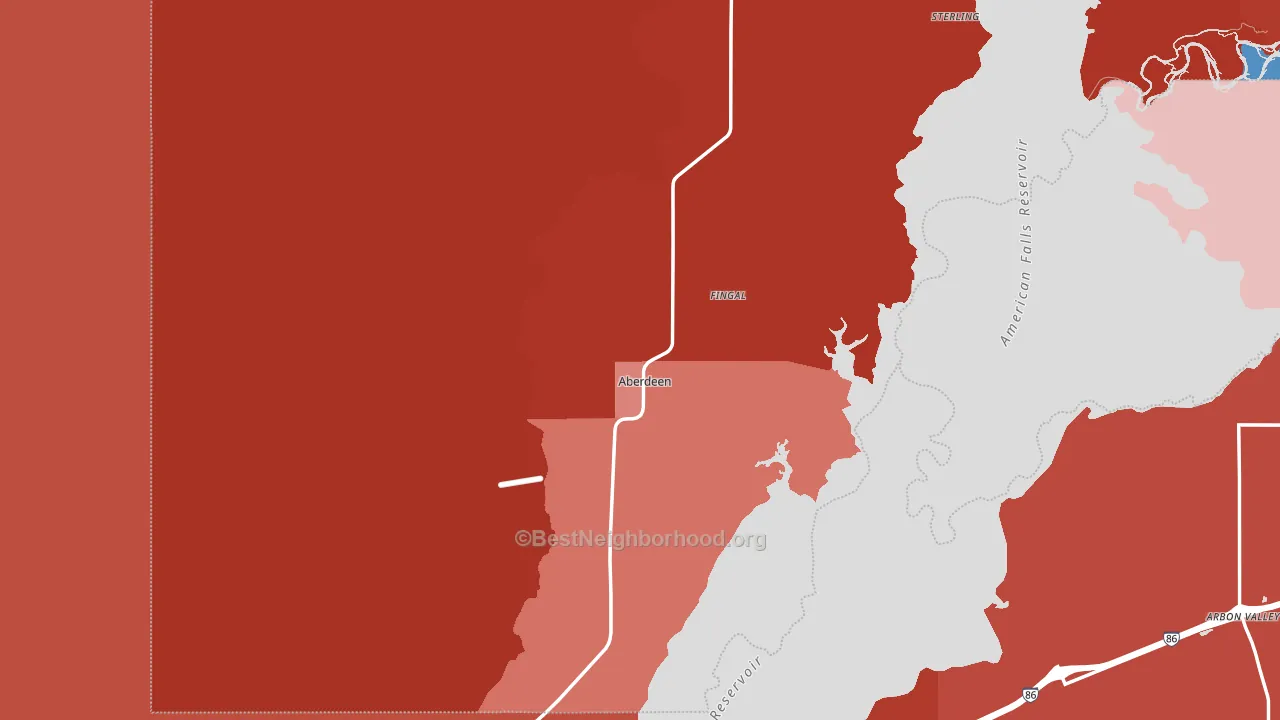 Aberdeen, ID block-group political-lean map