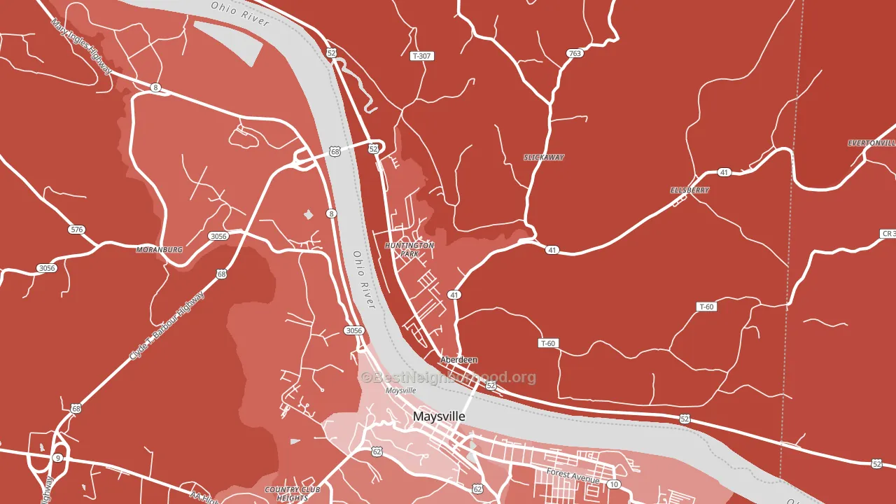 Aberdeen, OH block-group political-lean map