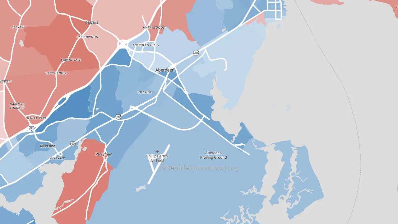 Aberdeen Proving Ground, MD block-group political-lean map