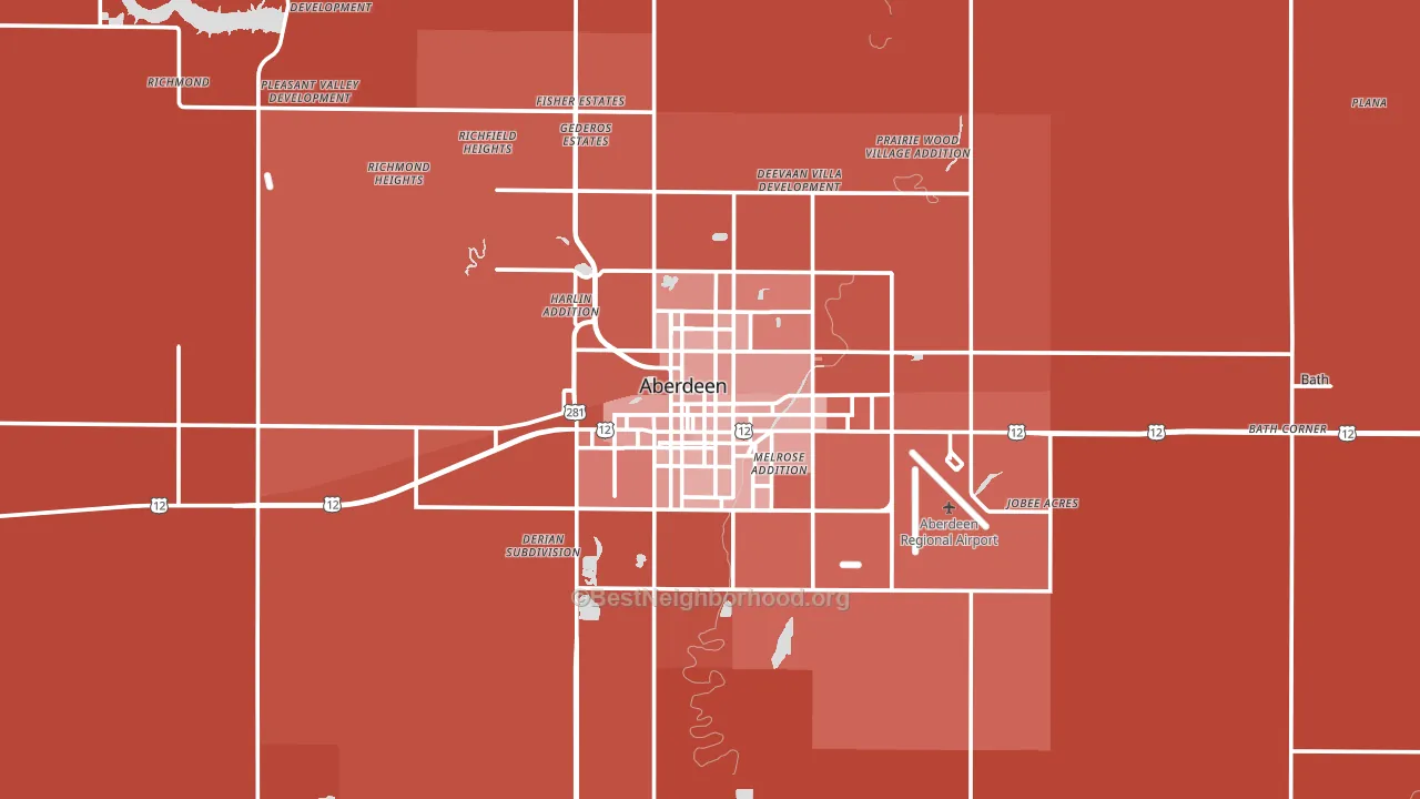 Aberdeen, SD block-group political-lean map