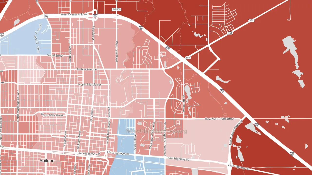 Abilene Heights Area, Abilene, TX block-group political-lean map