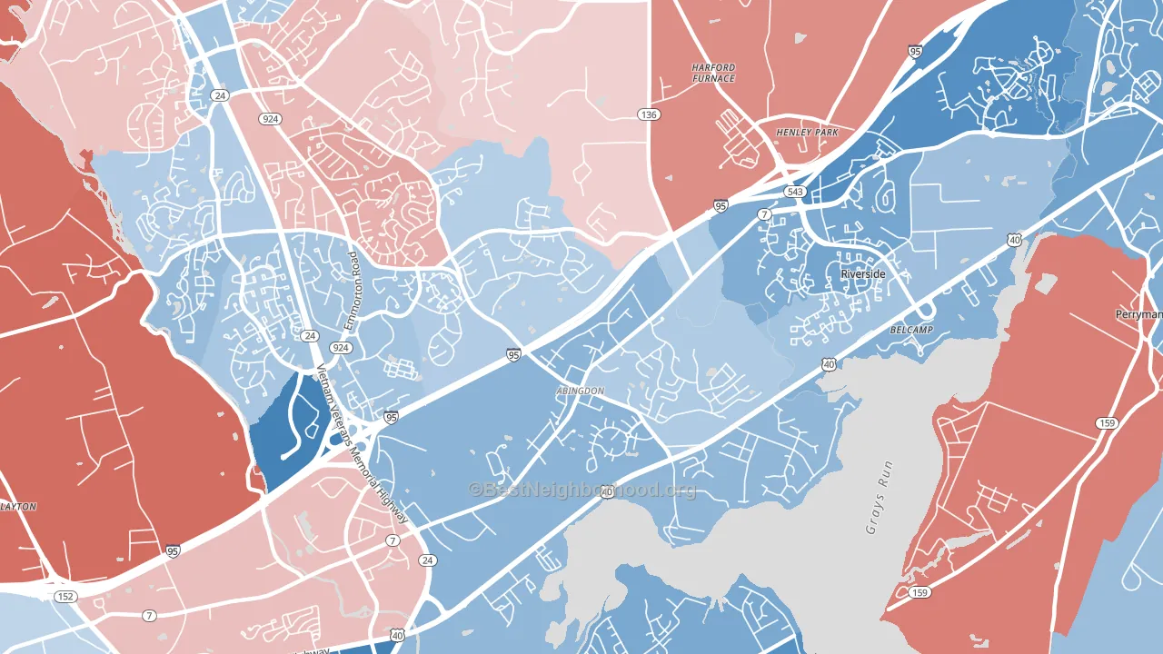Abingdon, MD block-group political-lean map
