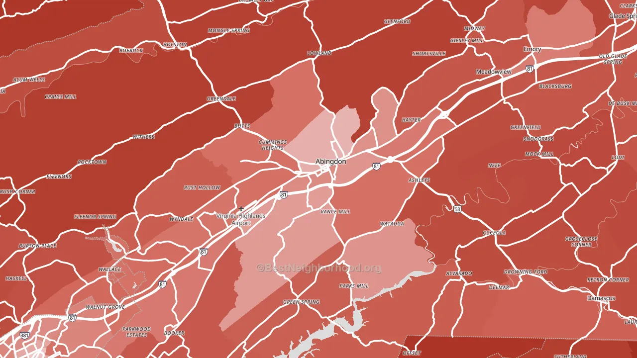 Abingdon, VA block-group political-lean map