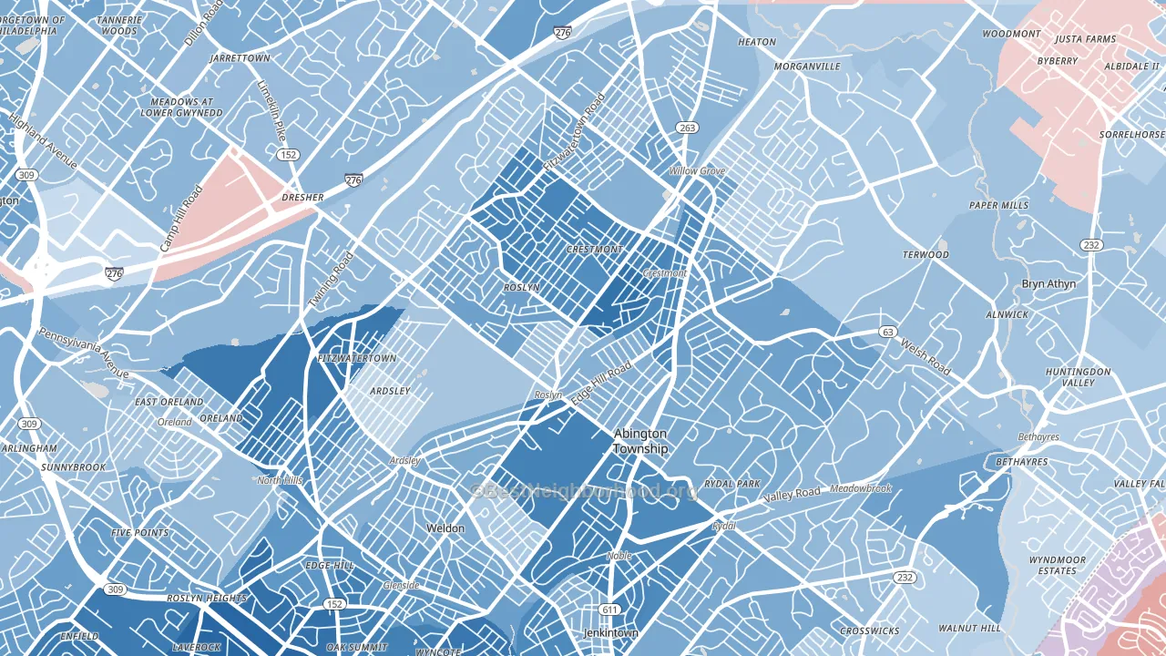 Abington, PA block-group political-lean map