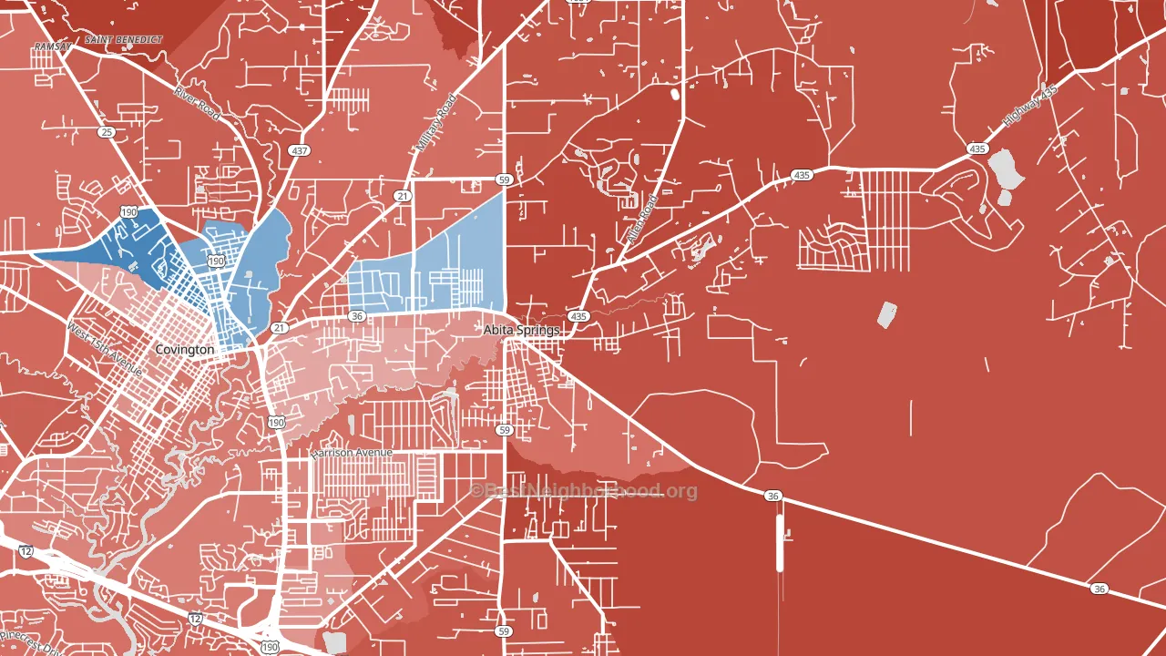 Abita Springs, LA block-group political-lean map