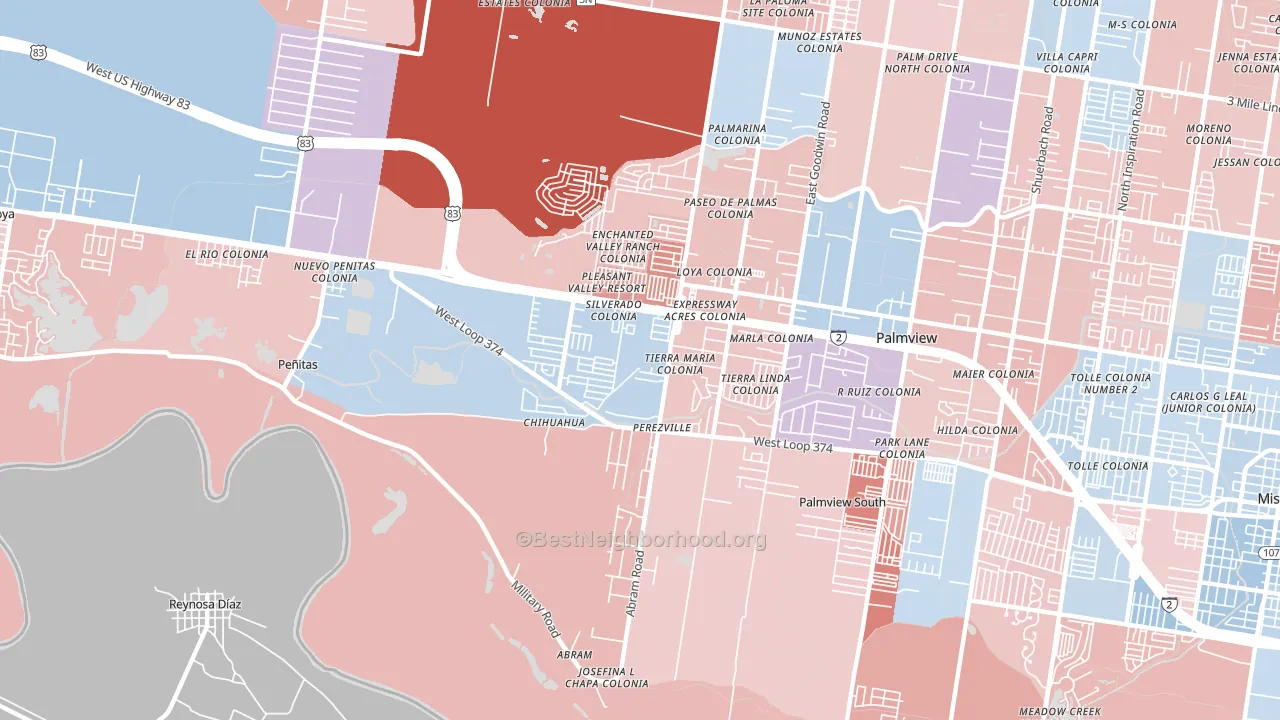 Abram-Perezville, Mission, TX block-group political-lean map