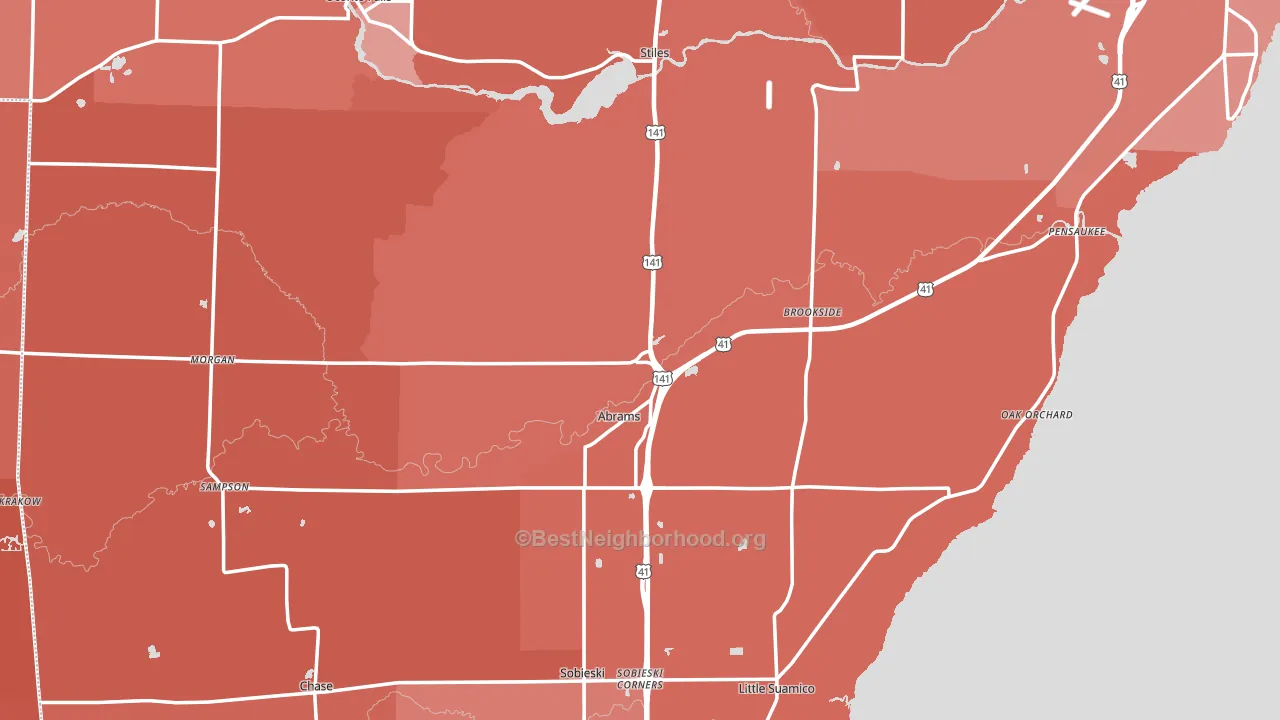 Abrams, WI block-group political-lean map