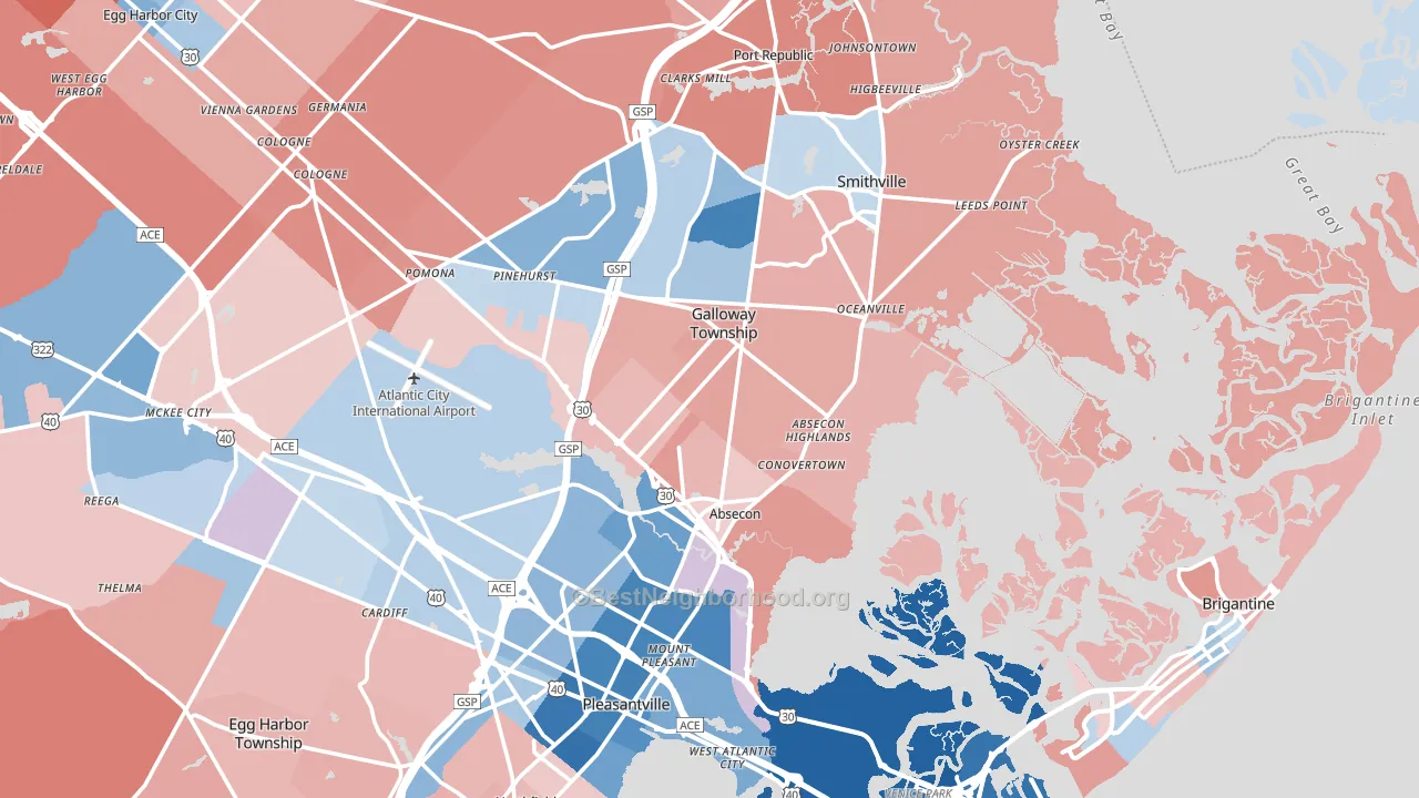 Absecon, NJ block-group political-lean map