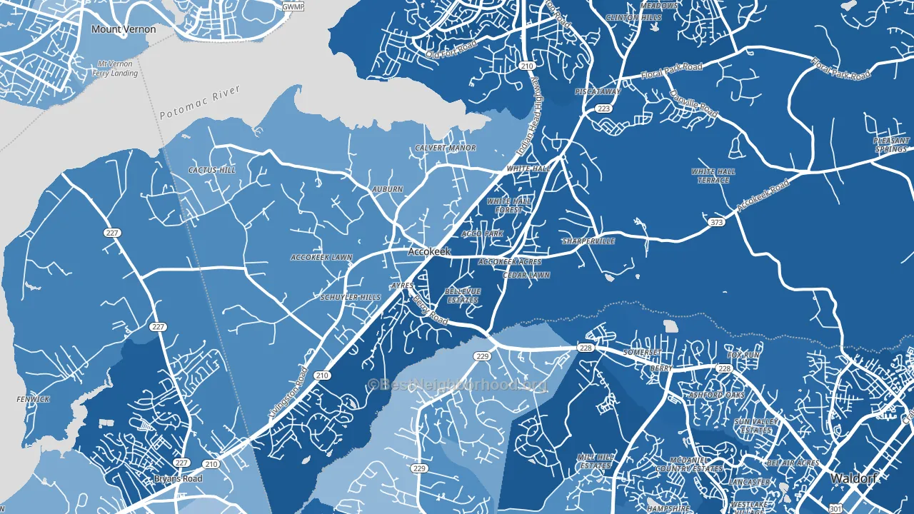 Accokeek, MD block-group political-lean map