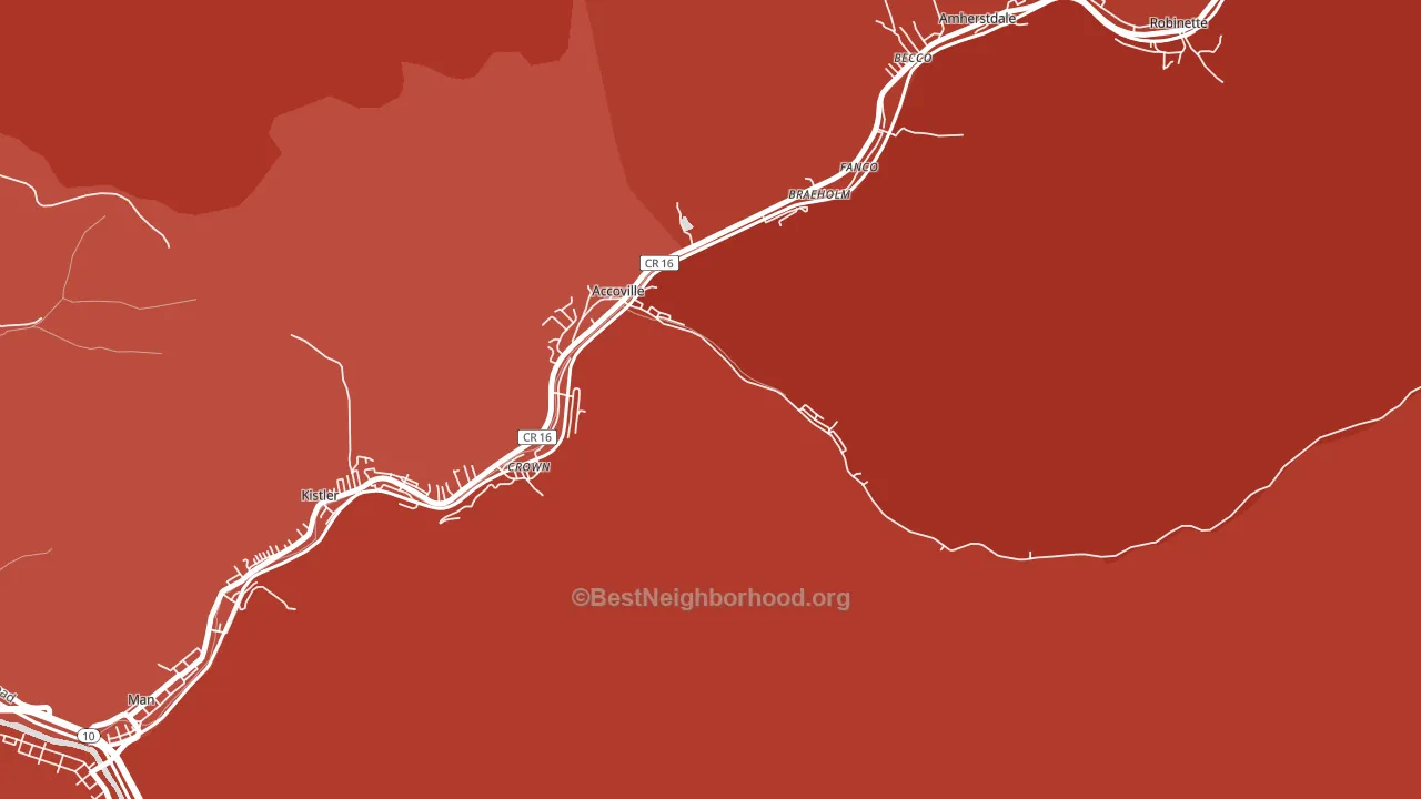 Accoville, WV block-group political-lean map