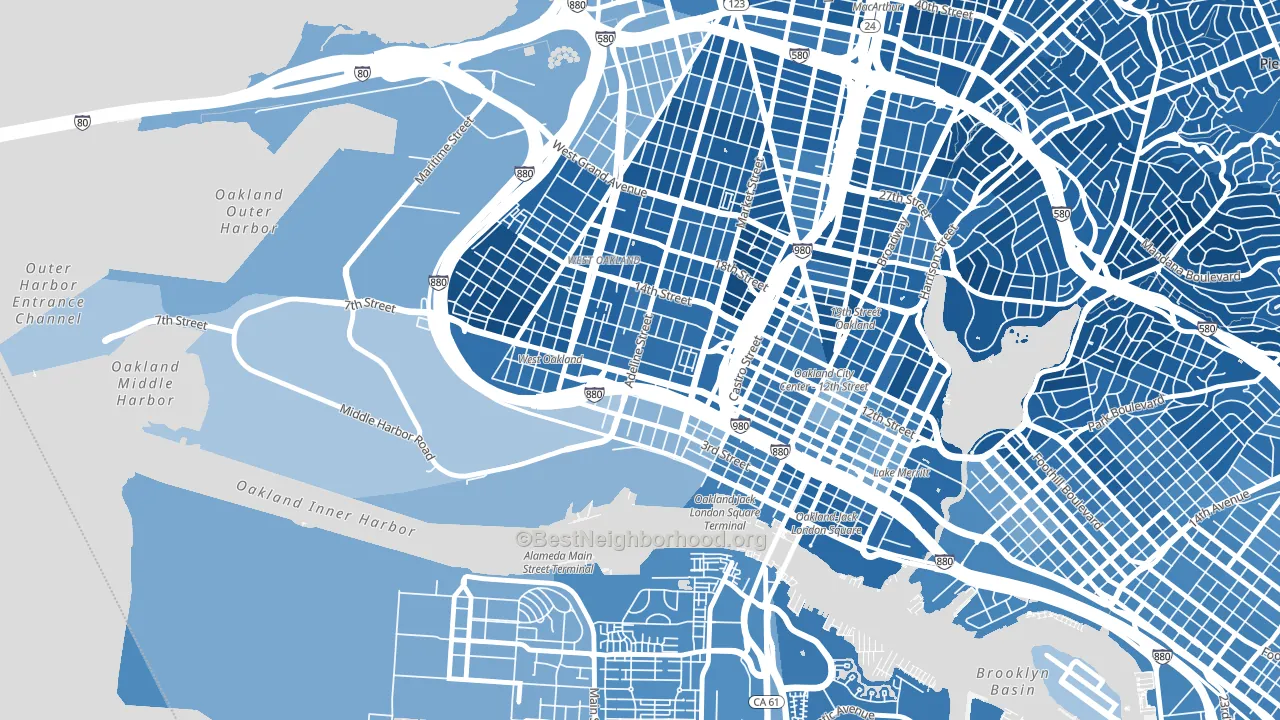 Acorn, Oakland, CA block-group political-lean map