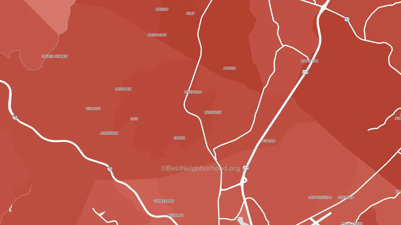 Acosta, PA block-group political-lean map