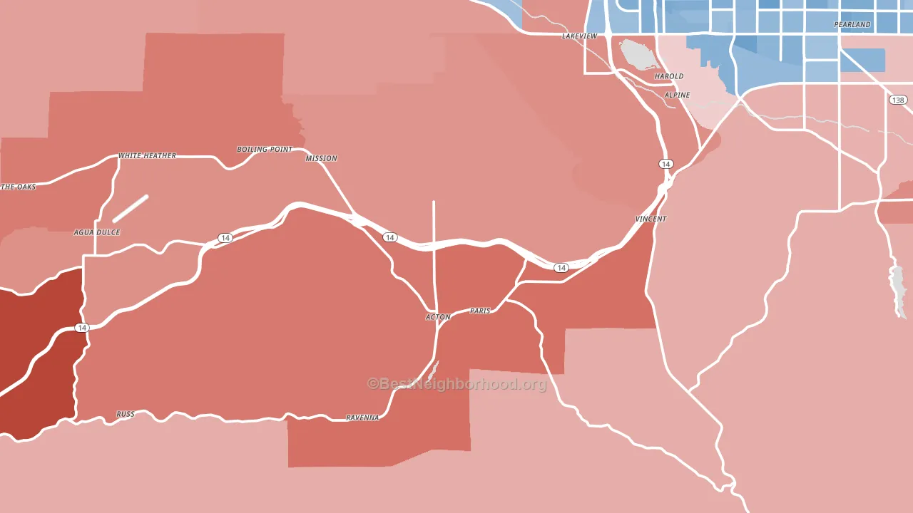 Acton, CA block-group political-lean map