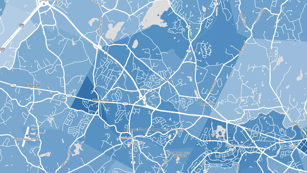 Acton, MA block-group political-lean map