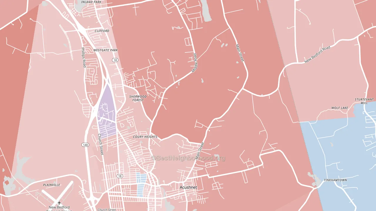 Acushnet, MA block-group political-lean map