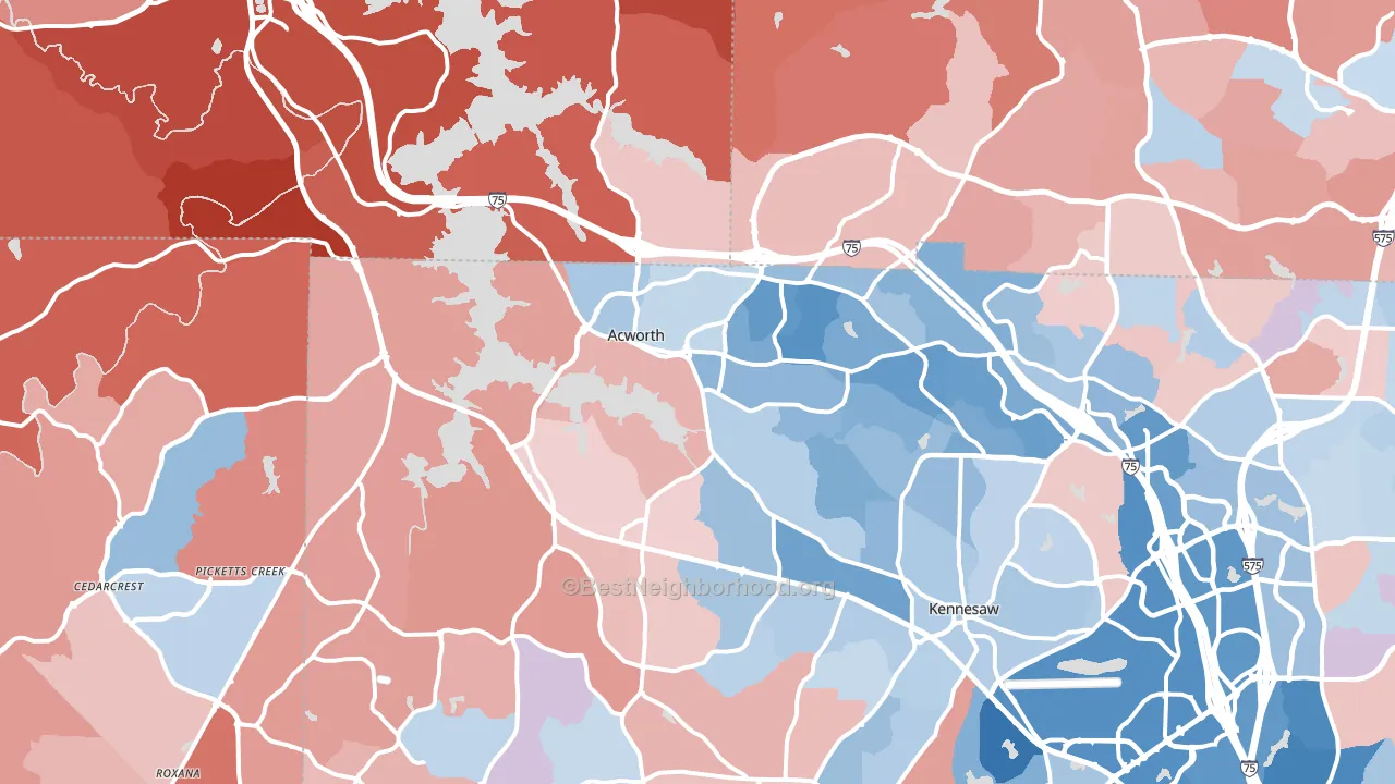 Acworth, GA block-group political-lean map