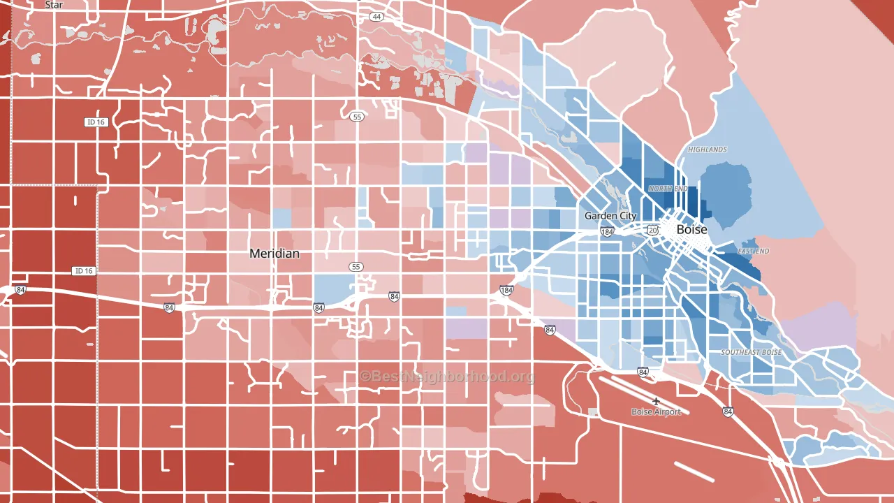 Ada County, ID block-group political-lean map