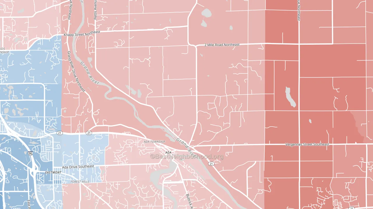Ada, MI block-group political-lean map