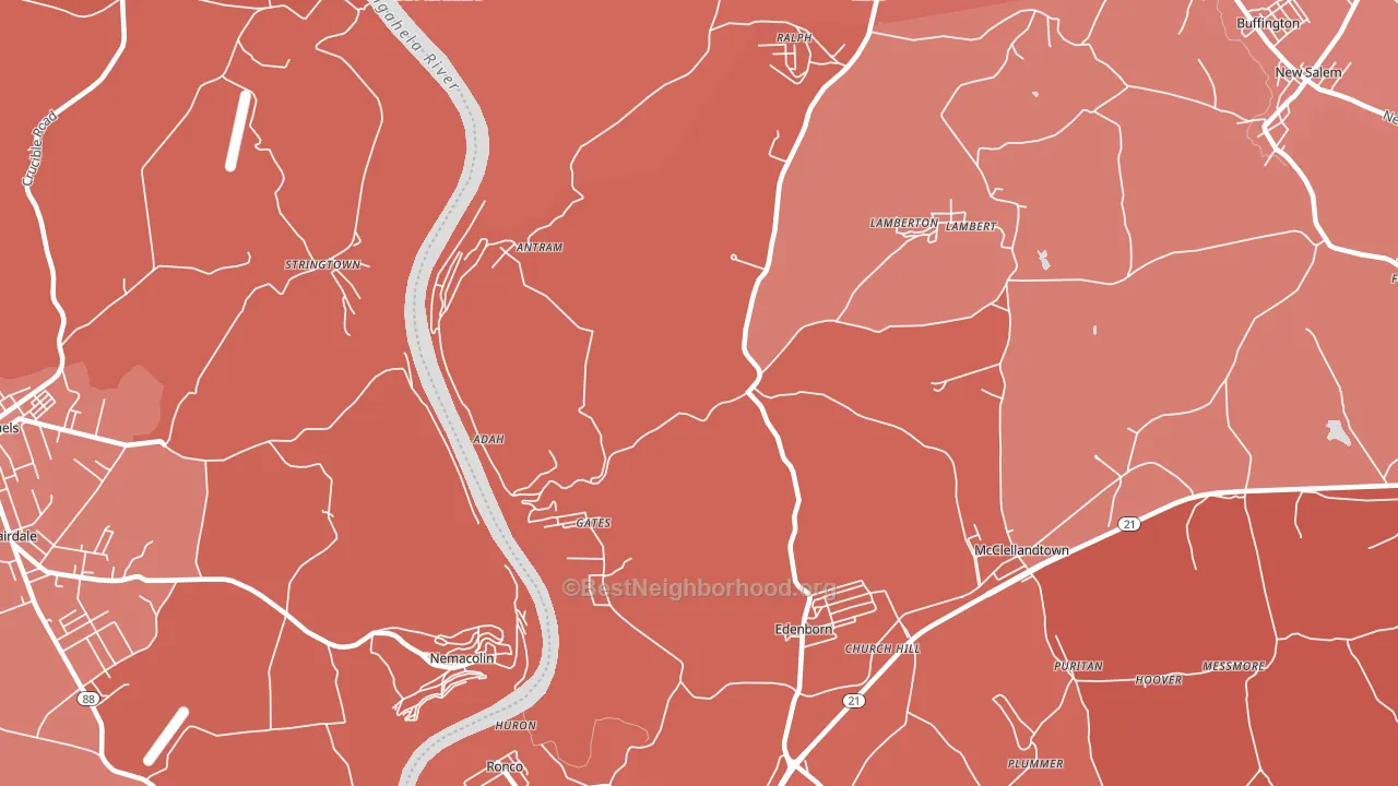 Adah, PA block-group political-lean map